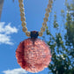 Natural Strawberry Quartz Hand Carved Hibiscus Peony Flower Pendant,gift for her,gift for mother