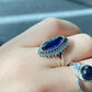 Natural High Rare Grade Marquise Bloodshot Iolite，Cordierite，Dichroite Mid century modern Vintage Sterling Silver Ring,weight lose gemstone