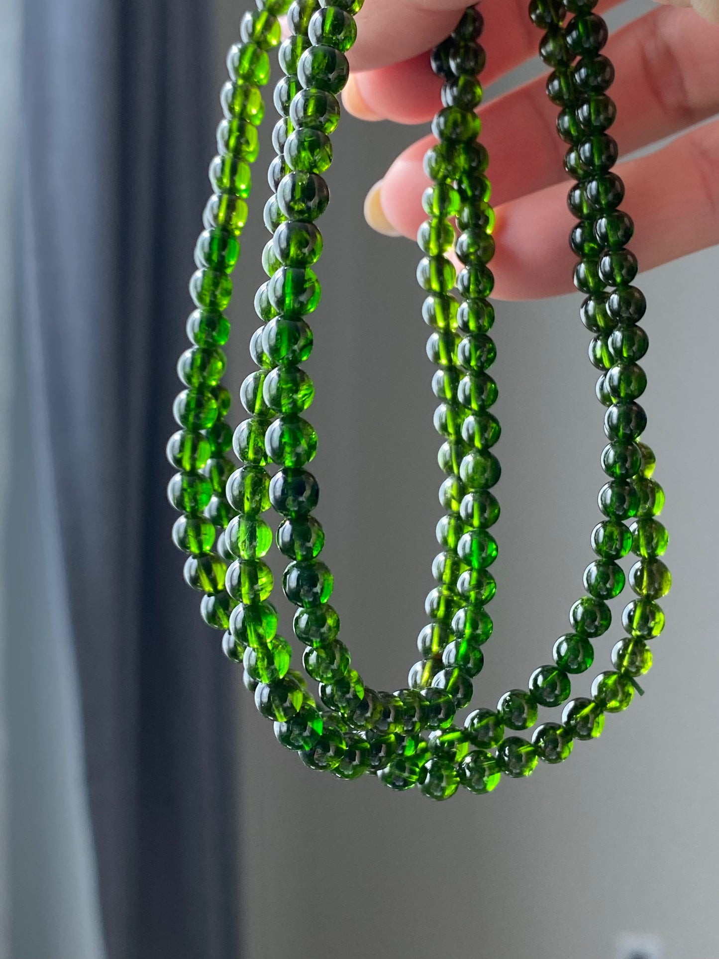 AAAAA Rare Genuine Natural High grade clear Green Diopside Chrome pefect round bead bracelet