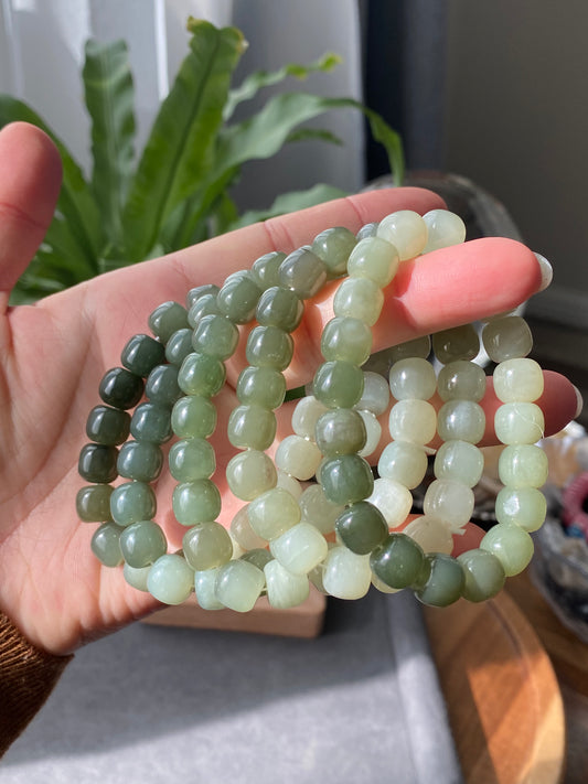 AAAAA  Natural gradient Green Lake Hetian  Jade square bead Nephrite bead Bracelet Best Gift for her,gift for Mom