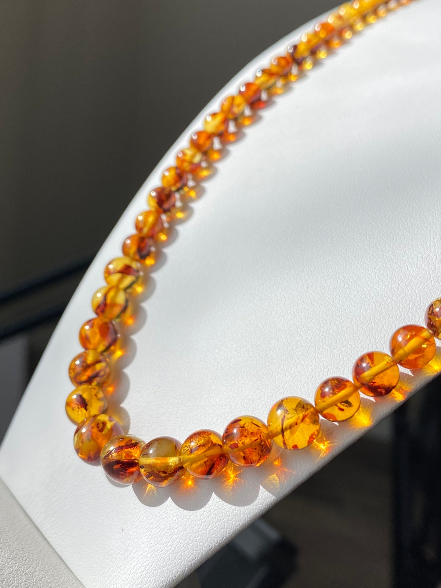 AAAA Natural  perfect round Baltic Amber Beads necklace Gradient size 5mm to 8mm+