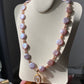 Natural freshwater pearls,baroque metal purple pink cookie shape round button  multiple use Necklace,handmade necklace