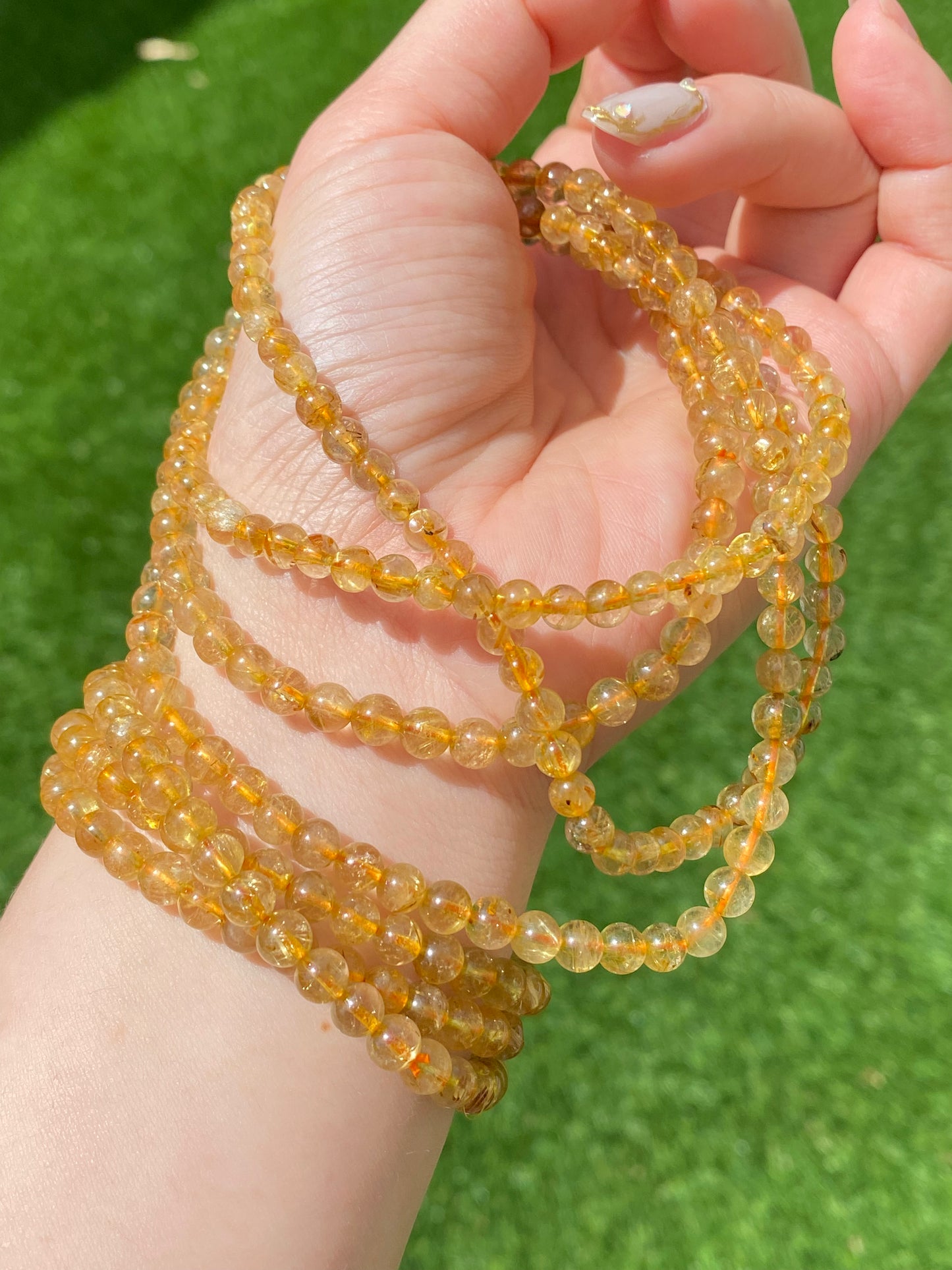 Natural Golden Rutilated Quartz Titanium stunning quanlity Copper Rutilate round bead bracelet,gift for her,gift for him