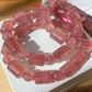 AAAA Grade Rainbow Fire Natural Strawberry quartz  Barrel Round Bead bracelet Joy,healing crystal