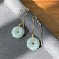 Natural A Donut Hetian Jade,Circle Jade Drop Earring,Drop dangle Earring/EarWire,handmade earring
