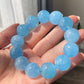 AAAA Natural Rare High Grade Aquamarine smoothie Round Gemstone Bead Bracelet,lovely Blue,handmade Bracelet