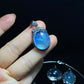 Nature Big Aquamarine Oval shape vintage setting pendant collar Boho Charm Necklace,March Birthstone