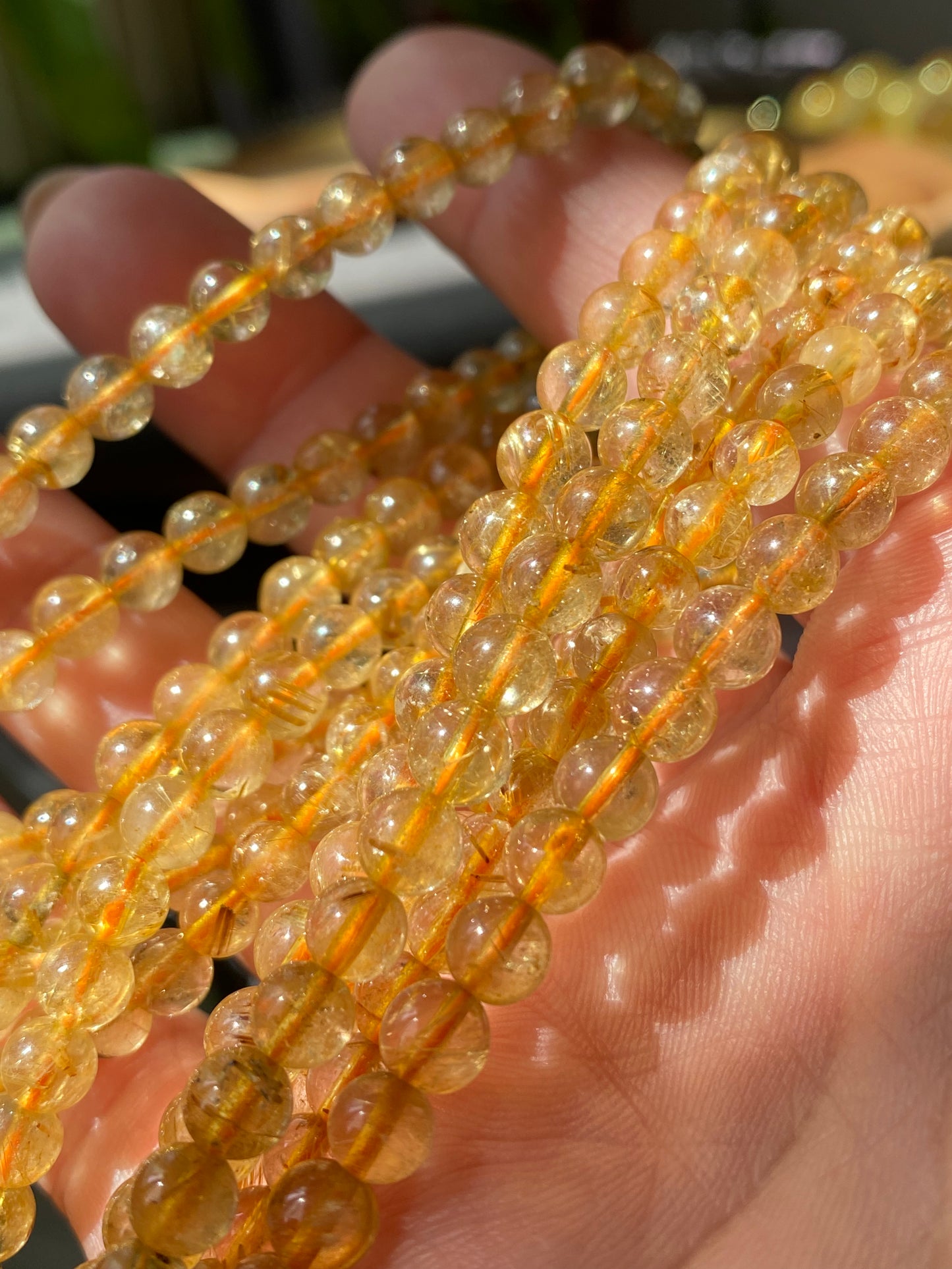 Natural Golden Rutilated Quartz Titanium stunning quanlity Copper Rutilate round bead bracelet,gift for her,gift for him