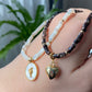 Natural White or Black Shinning Mother of pearls Barrel Shape Flower,Heart Necklace