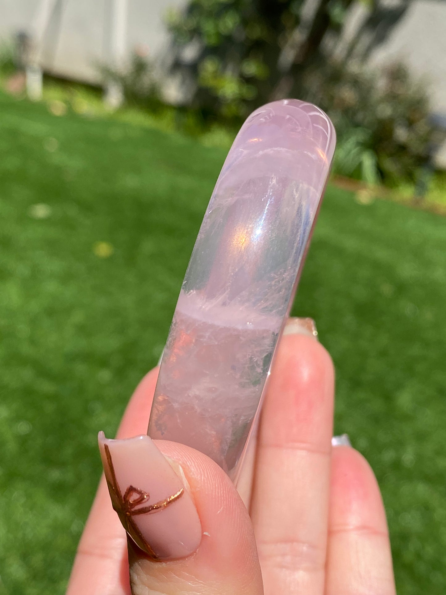 TOPPEST Silky Fire illuminate Rose Quartz Bangle Bracelet,gemstone Rose Quartz Crystal Bangle,gift for her,gift for Mother,Lover