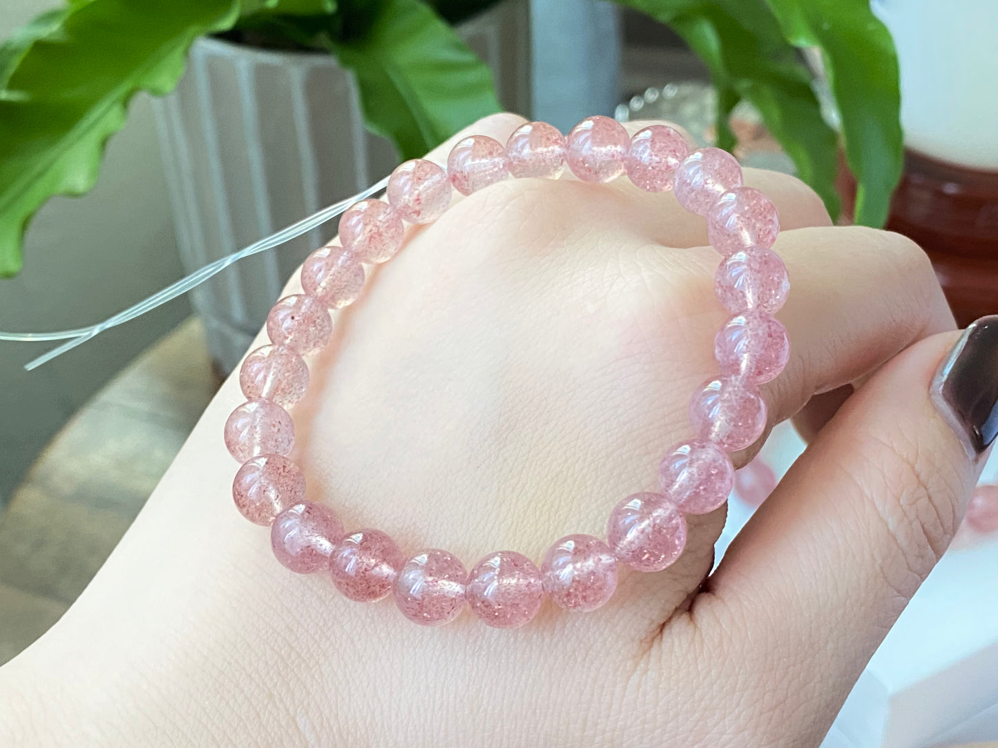AAAA Grade Natural Rainbow Flash Strawberry Quartz with full seed Gemstone Healing Bracelet 7mm,8mm,10mm,11mm,18mm