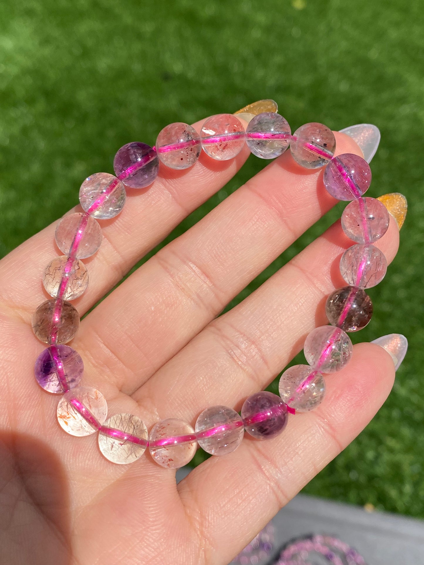 wholesale price 7mm/8mm/9mm High Grade Super Seven Super 7 round Bead Energy Healing Bracelet,gift for her,gift for him