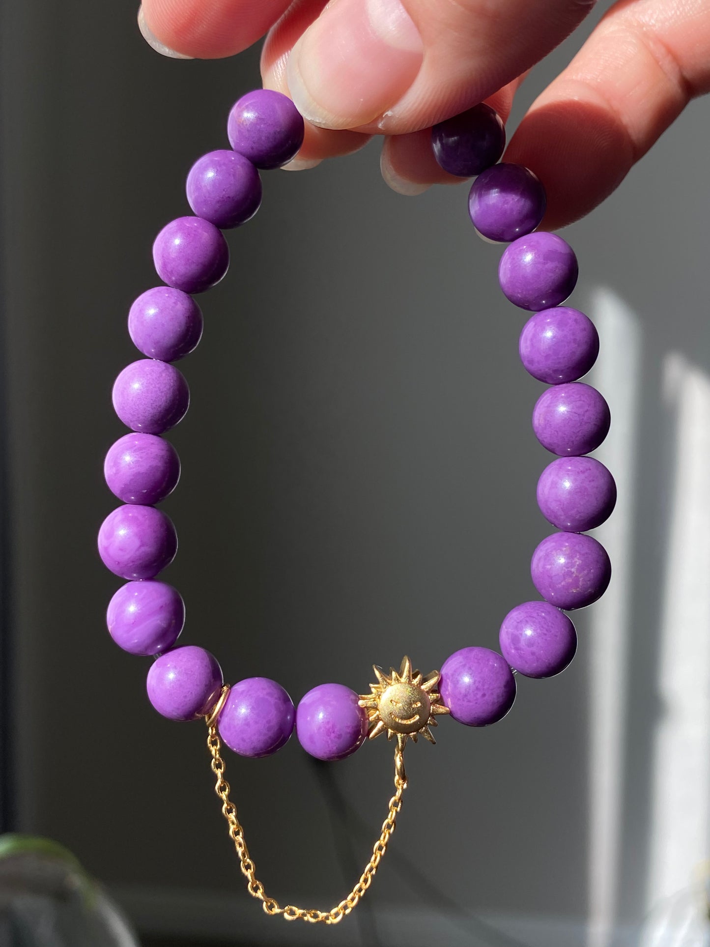 7MM,8MM,10MM AAAA+ Natural Purple Mica,Phosphosiderite Beaded Bracelet Deep Purple