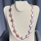 Natural freshwater pearls,baroque metal purple pink cookie shape round button  multiple use Necklace,handmade necklace