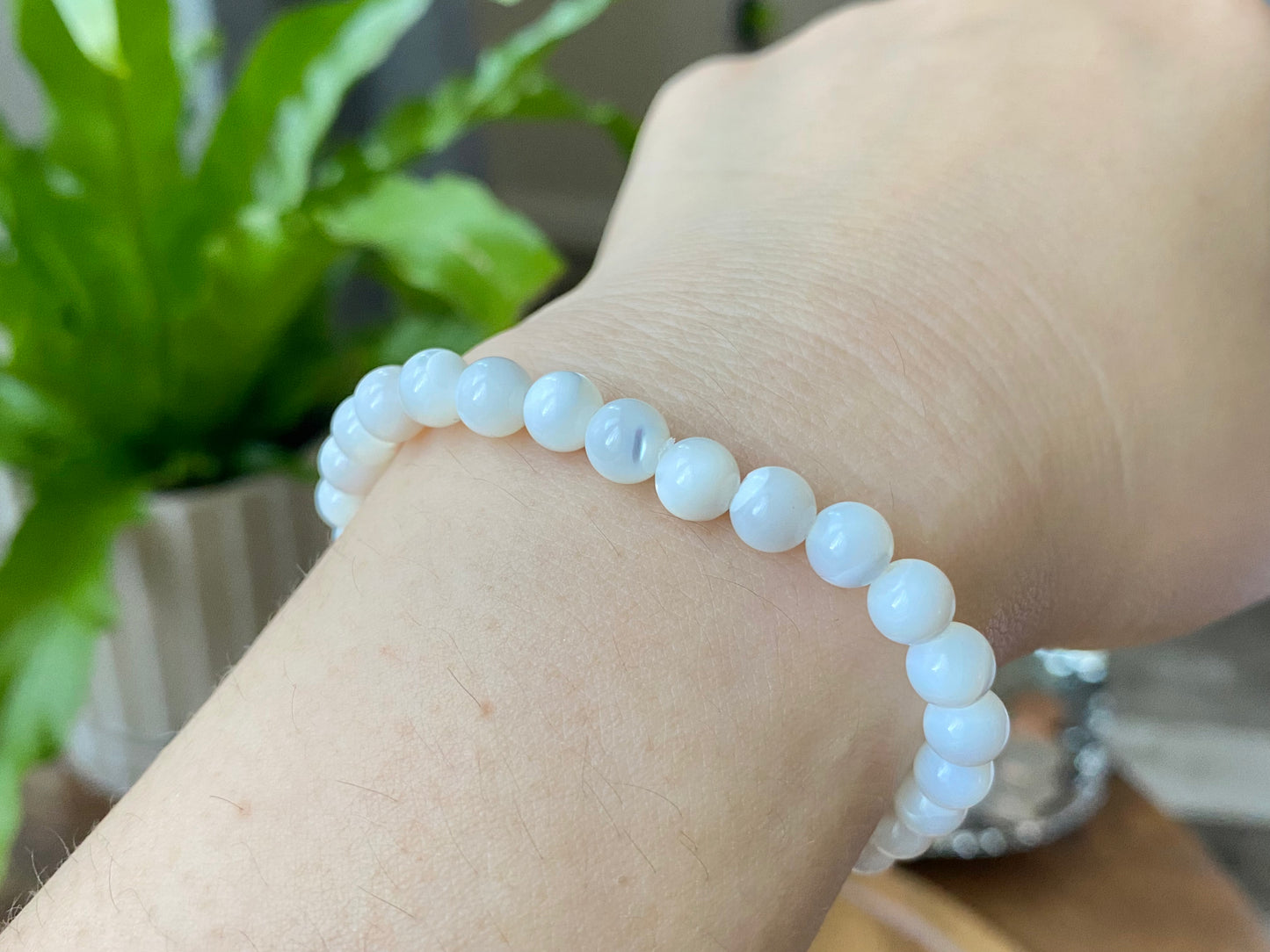 Original Mother of pearls perfect round Vintage bead bracelet Necklace 6mm
