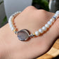 Almost Round Natural Pearls with Black mother of pearls Vintage Multiple Use Choker Necklace