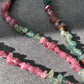 Natural watermelon Multi-color Raw Tourmaline rock Gemstone Sterling silver Bead Bracelet ,gift for her