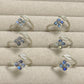 Nature labradorite four leaf clover zircon floral open ring