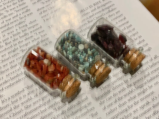 Natural Gemstone Large Chips Wishing Bottle,Crystal Wishing Bottle,Garnet,Red Jade,Turquoise