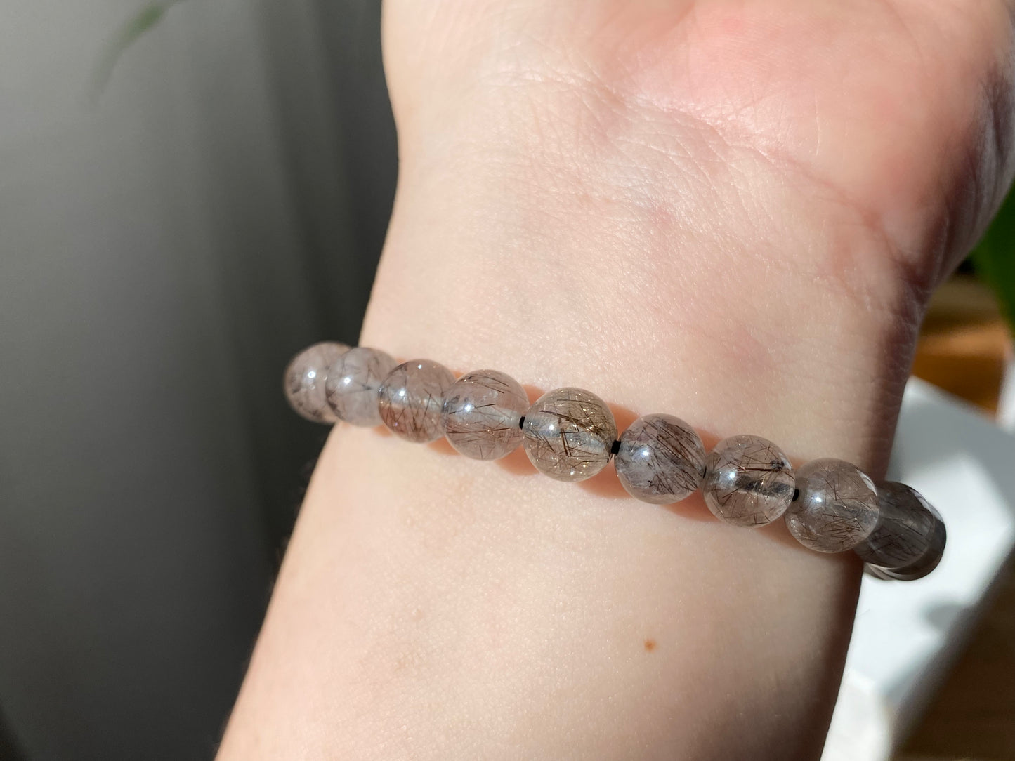 AAA Genuine Natural Black Copper Rutilated Quartz bead bracelet, gift for him, gift for her,7mm 8mm