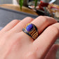 Natural High Grade Purple Pink Sugilite Mid Century Modern Vintage Sterling silver 14K Gold Adjustable Ring
