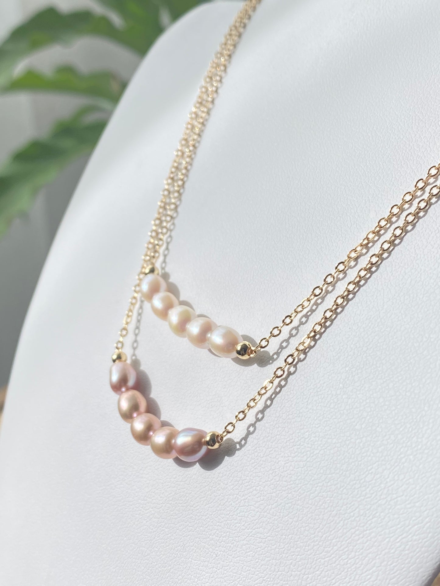 Dainty Pearl Necklace,Pearl Bead Necklace,oval-shaped Freshwater Pearls smile line  Necklace,Bridesmaids Gifts ,gift for her