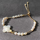 Natural Fresh water baroque Pearls with four leaf clover Mother of pearls 14K gold slide open Bracelet