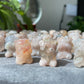 Natural Sakura Agate,flower agate hand carved couple shy bear beads bracelet,gift for her
