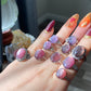 Natural Purple Lepidolite Vintage style Oval shape Adjustable Ring
