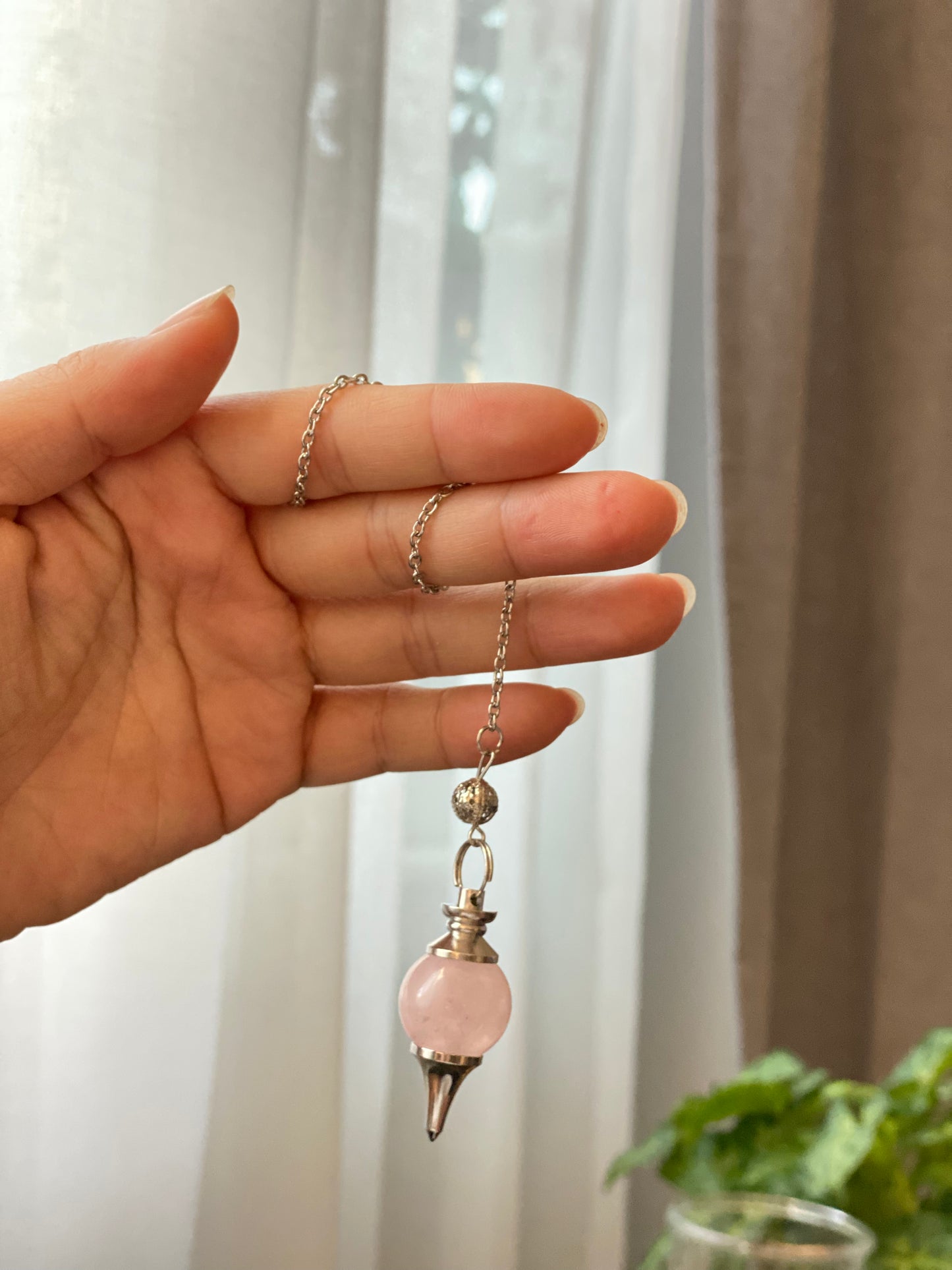 Rose quartz Pendulum , Dowsing Crystal ,Reiki  crystal