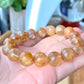 Top Grade Latte gold Coffee Rutilated Quartz,  wealth, health,block bad energies round bead bracelet 10mm,12mm,13mm