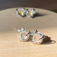 Gibeon Meterite Gold color Rose Gold Planet shape Sterling silver zircon earings， gift for her