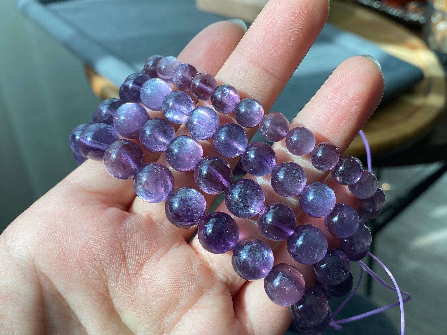 AAAAA grade cat eyes luxury purple Lepidolite,woman bracelet, nature smoothy round gemstone bead bracelet