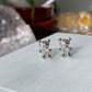 Natural Top Grade India Moonstone Blue Fire Sterling silver Bear earring stud