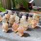 Natural Sakura Agate,flower agate hand carved couple shy bear beads bracelet,gift for her