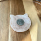 Natural Rose Quartz cuty kitty cat head mini plate
