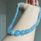 Natural Aquamarine Ocean Blue sky blue Mixed size Bead Healing Crystal Necklace 5-13MM,gift for her