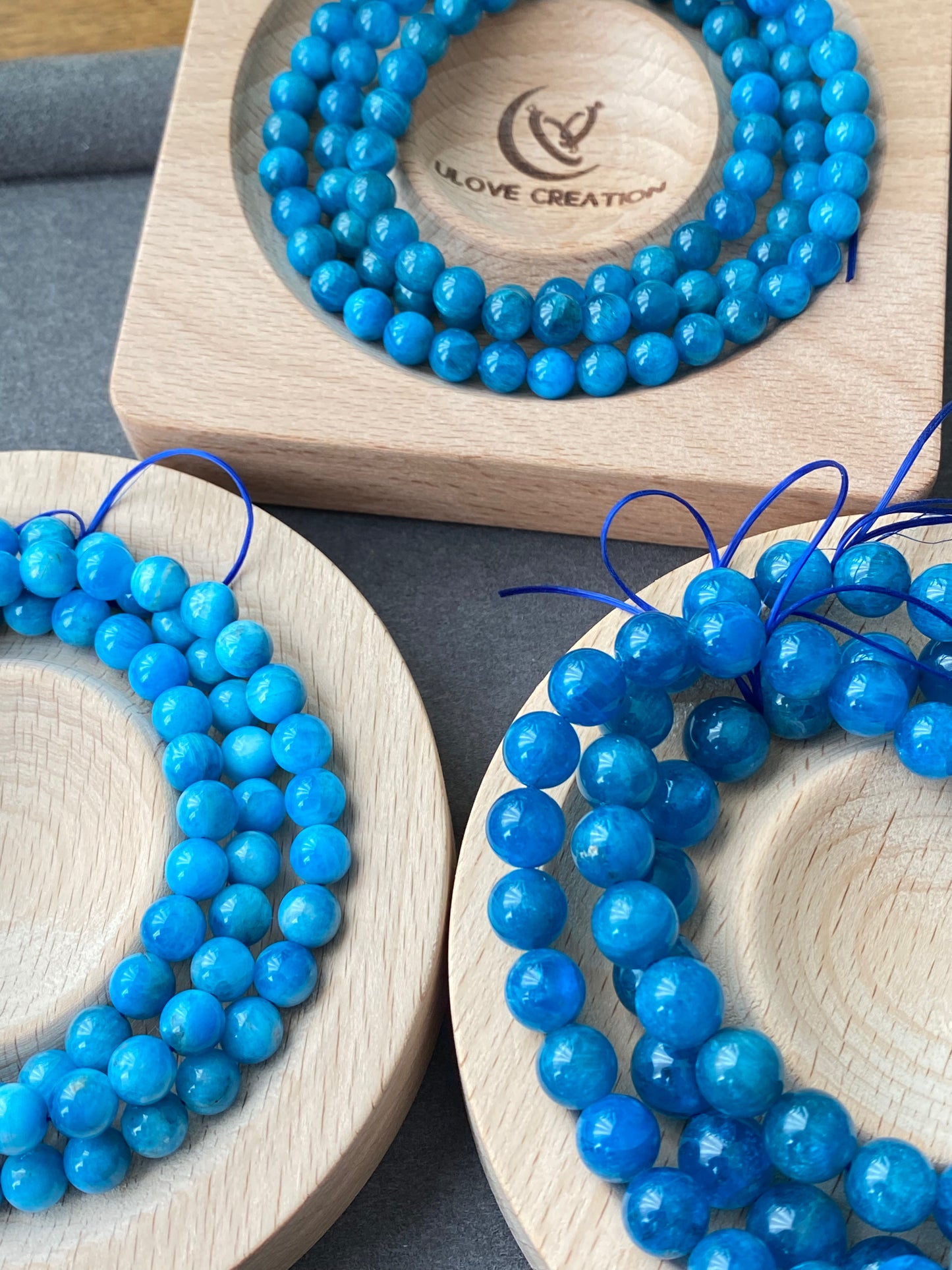 AAA Grade Natural Blue Apatite Round  Crystal  Yoga Jewelry ,Boho Jewelry Bracelet 6mm 7mm 8mm 9mm