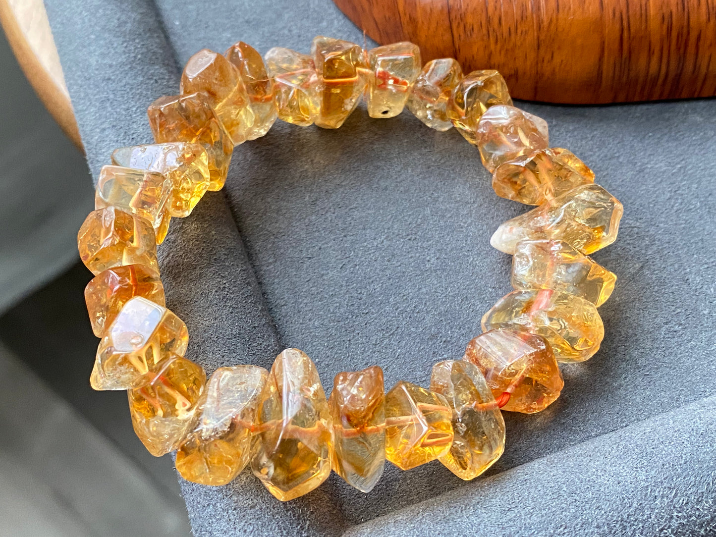 Succes and wealth Natural pyramid Citrine irregular Rock Cystal Dark Yellow Gold Bracelet grow with blue needle,handmade bracelet