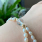 Natural freshwater super shinning irregular double Baroque Pearls with facted White crystal Beaded Bracelet, wedding bracelet,Anniversary Gift