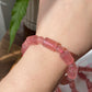AAAA Grade Rainbow Fire Natural Strawberry quartz  Barrel Round Bead bracelet Joy,healing crystal