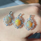 Natural Yello Opal brilliant Rainbow Fine shinning Sterling silver S925 Pendant,Birthstone Jewelry,Cabochon Opal Necklace
