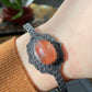 Natural Red Hematoid Quartz,Fire Quartz Lepidocrocite Quartz,Oval Shape Butterfly Bangle,Mid-century Style,Victorian