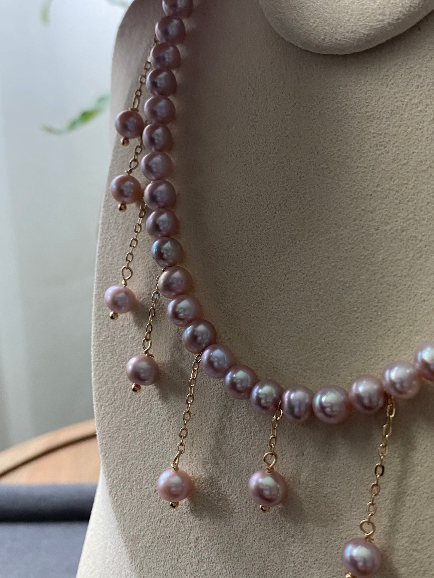 Natural freshwater pearls lavender pink dangle drop choker necklace,handmade necklace,wedding gift,Bridesmaid Gifts