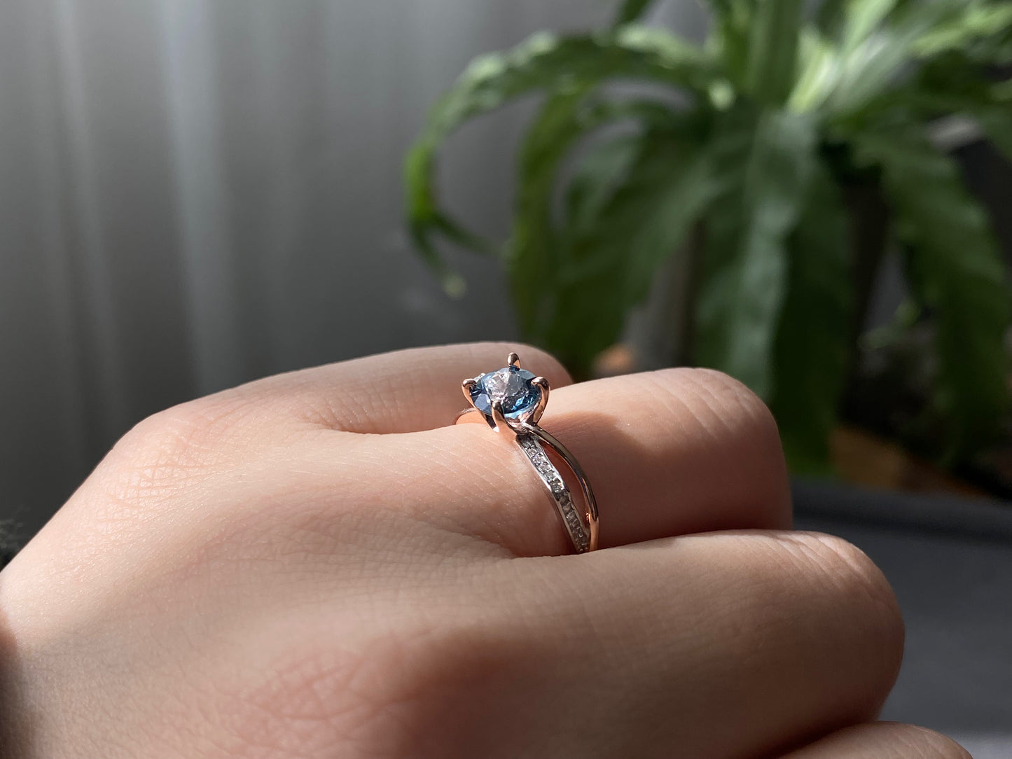 Natural Blue Topaz Statement Ring, Sterling Silver Birthday Ring Promise, Anniversary Ring for Women, Mother's Day Gift