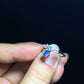 Natural Opal blue green red fire Sterling silver ring bow,feather, dragonfly，Gift for her
