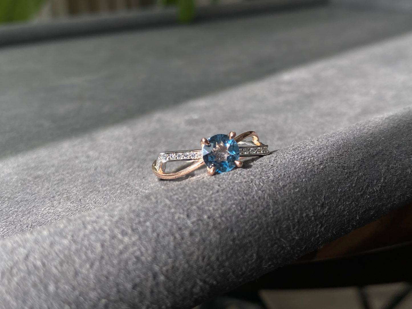 Natural Blue Topaz Statement Ring, Sterling Silver Birthday Ring Promise, Anniversary Ring for Women, Mother's Day Gift