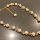 Natural Freshwater Pearl White round 8-9MM Baroque Pearls with rainbow colorful facted Crystal 14K gold Necklace