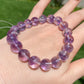 Big beads Top Grade Clear Natural Deep Purple Quartz Rutilated Pyramid Inside half-pot purple rutilated Round rabbit hair Bracelet,gift for her, gift for him