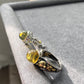 Genuine Natural Dominican Amber High Rare Grade Smooth Round Sterling silver setting, Victorian Chrome Hearts Mid-century Style Ring